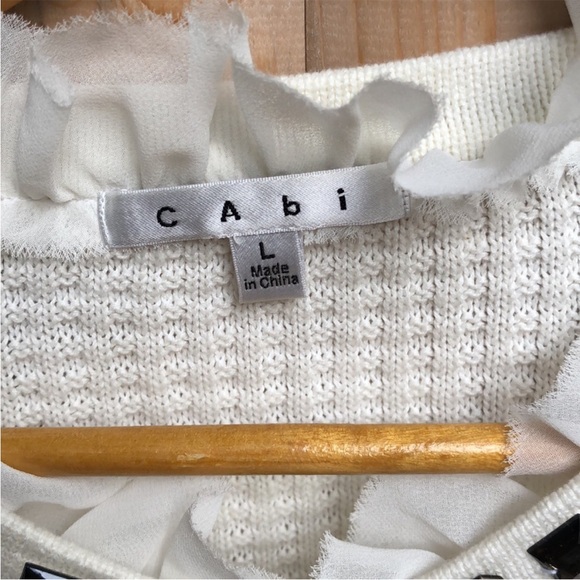 CAbi Gabriella Embellished Jeweled
Chiffon Waffle Knit Sweater Large - Picture 5 of 6